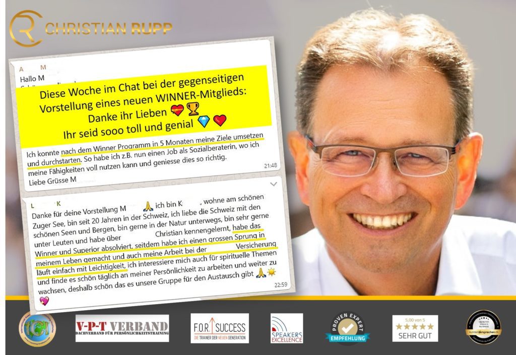 Testimonials - Erfahrungen mit WINNER im Life Performance Mentoring Christian Rupp und HERZcode