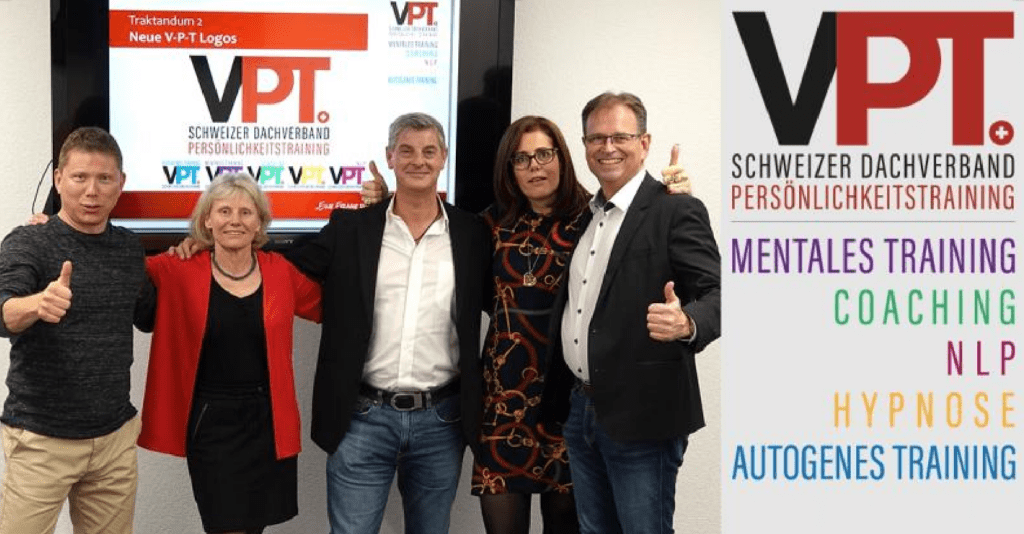 Vorstand VPT V-P-T, Schweizer Dachverband Persönlichkeitstraining mit Christian Rupp, Nicole Studler, Mike Schwarz, Dr. Kirsten Koch und Roger Besse